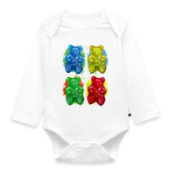 Gummy bears - Fruity - Candy - Sweet - Organic Longsleeve Baby Bodysuit - white - Front