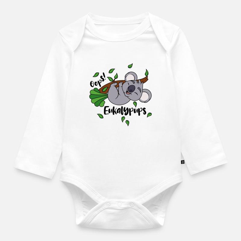 Koala Eukalyptus Oops Eukalypups Pups Tier Ast - Baby Bio-Langarm-Body - Weiß