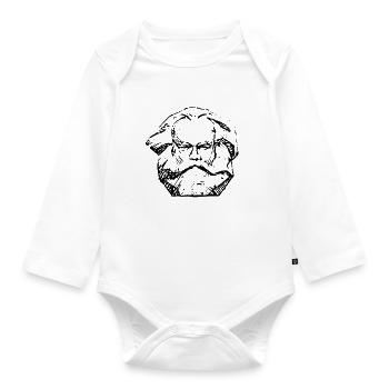 Karl Marx | Abstraktes Distressed Gesichtsdesign - Baby Bio-Langarm-Body - Weiß - Vorne