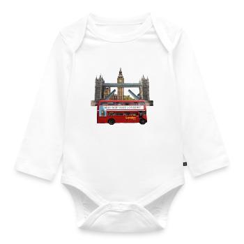 London Landmarks Collage - Baby Bio-Langarm-Body - Weiß - Vorne