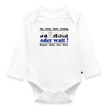 Hamburg , Tradition , Ja Moin oder watt (25) - Baby Bio-Langarm-Body - Weiß - Vorne