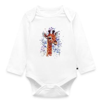 Giraffe - Giraffe Baby - Cool Giraffe - Organic Longsleeve Baby Bodysuit - white - Front