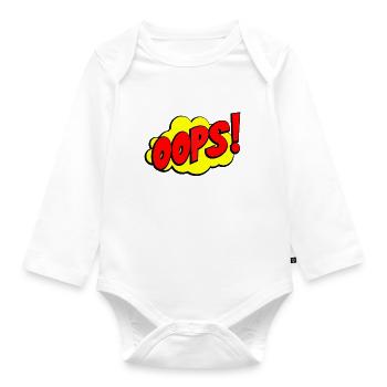 Cartoon Oops Comic Design - Baby Bio-Langarm-Body - Weiß - Vorne