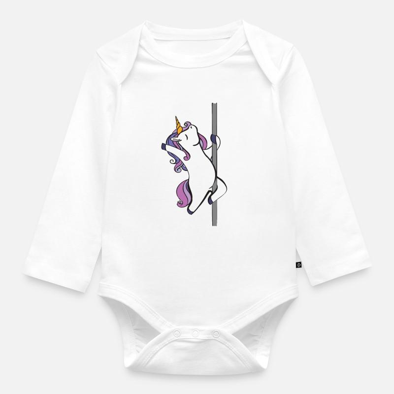 Licorne de pole dance - Body Bébé bio manches longues - blanc