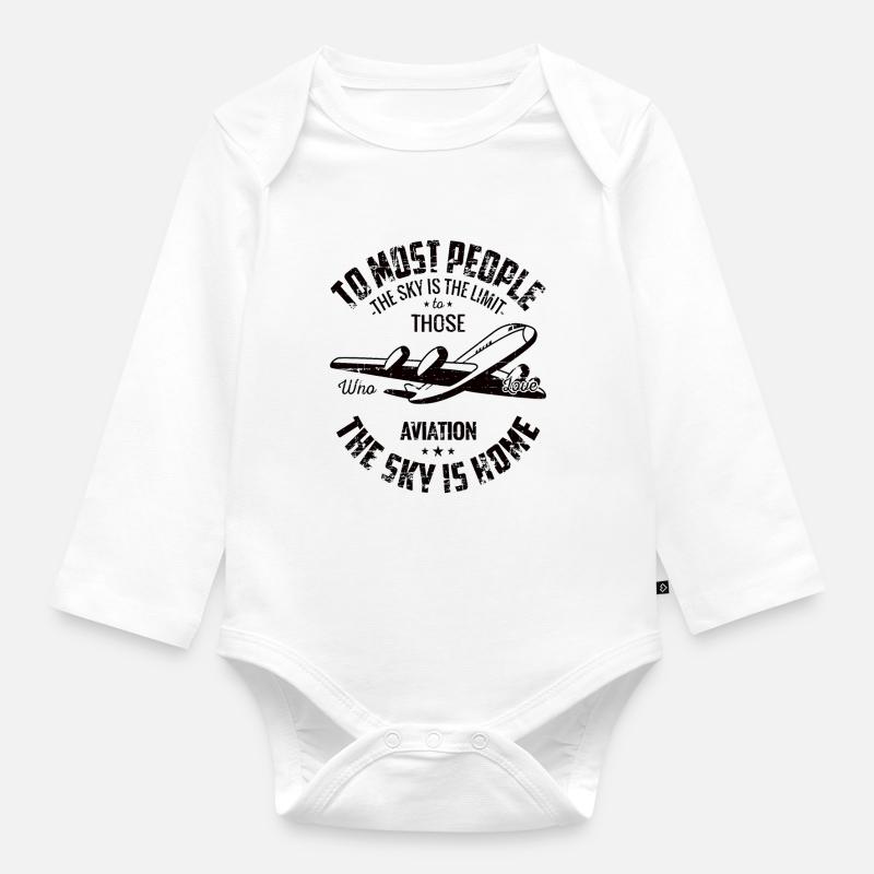 Avion - Body Bébé bio manches longues - blanc