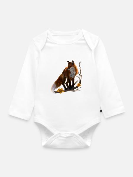 Fuchs - Baby Bio-Langarm-Body - Weiß