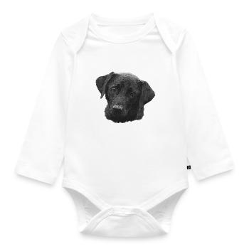 Labrador Head Canvas, Cute Dog Motif - Organic Longsleeve Baby Bodysuit - white - Front