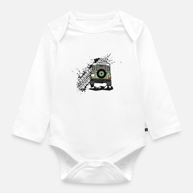 Defender Splash hinten - Baby Bio-Langarm-Body - Weiß