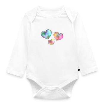 ICH LIEBE DICH. ICH LIEBE DICH. LIEBE. LIEBE. HERZ. - Baby Bio-Langarm-Body - Weiß - Vorne