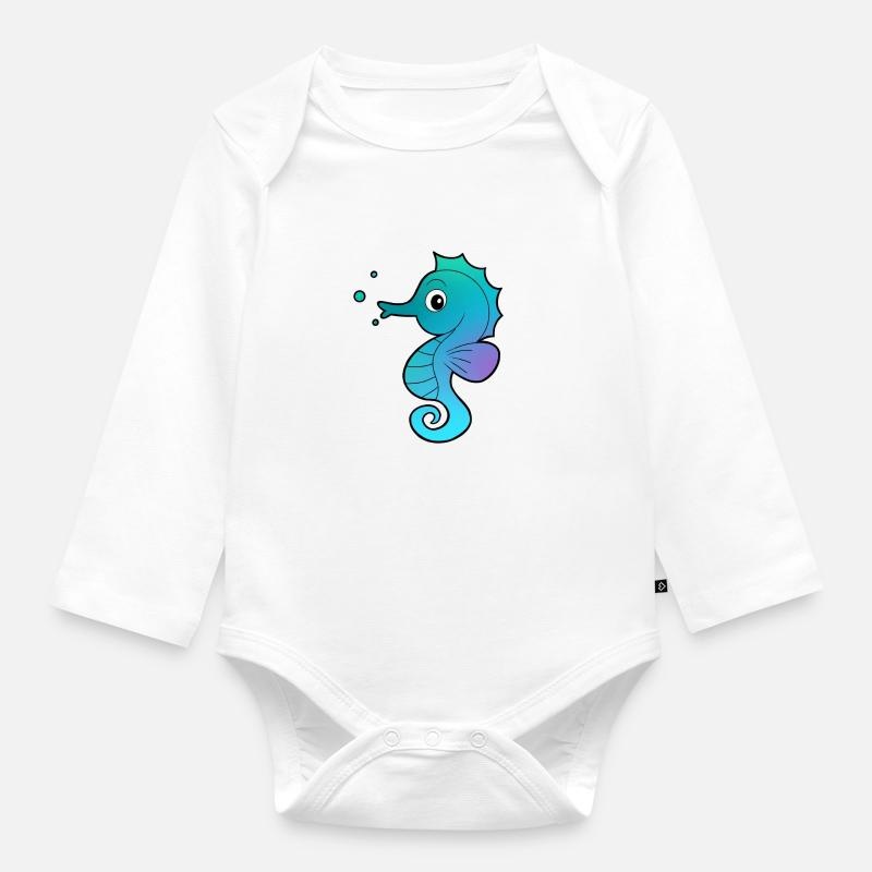 Seepferdchen Seepferd - Baby Bio-Langarm-Body - Weiß