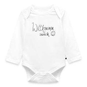Willkommen zurück :) - Baby Bio-Langarm-Body - Weiß - Vorne