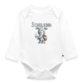 Schulkind Elefant I Einschulung Geschenk - Baby Bio-Langarm-Body - Weiß - Vorne