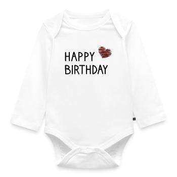 HAPPY BIRTHDAY. HAPPY BIRTHDAY. - Organic Longsleeve Baby Bodysuit - white - Front