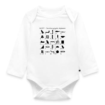 Hieroglyphic Alphabet - Organic Longsleeve Baby Bodysuit - white - Front