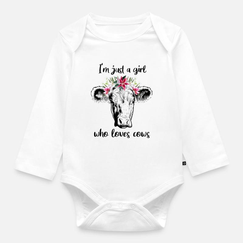 Kuh Mädchen - Baby Bio-Langarm-Body - Weiß