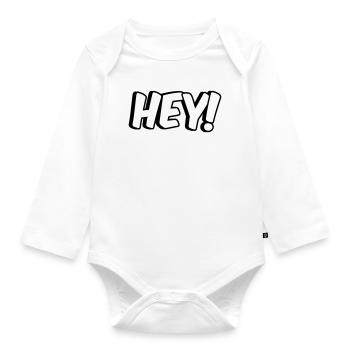 Hey! Comic Design - Baby Bio-Langarm-Body - Weiß - Vorne