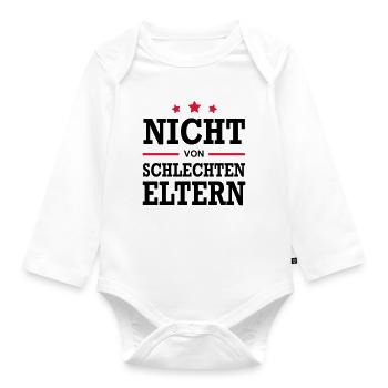 Baby Geburstag Geschenk Sprüche Eltern Mama Papa - Baby Bio-Langarm-Body - Weiß - Vorne