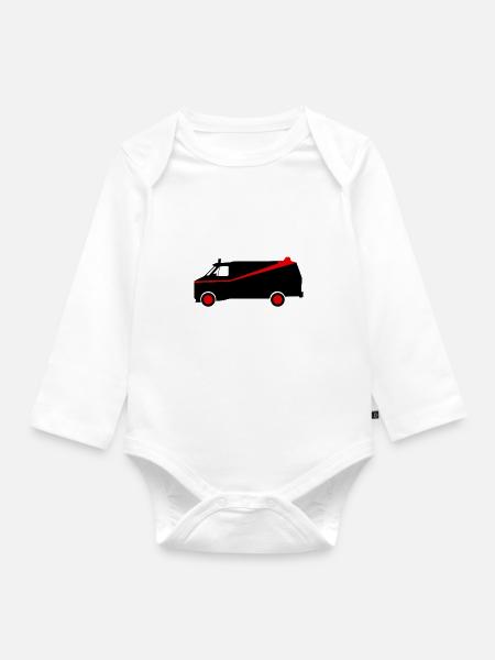 Roter Linienwagen Silhouette - Baby Bio-Langarm-Body - Weiß