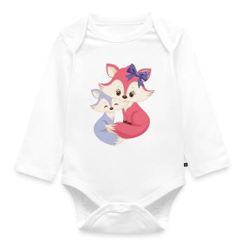 Children foxes fox brothers child boy girl baby - Organic Longsleeve Baby Bodysuit - white - Front