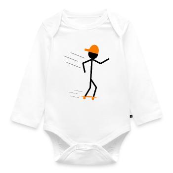 stickman skater - Baby Bio-Langarm-Body - Weiß - Vorne