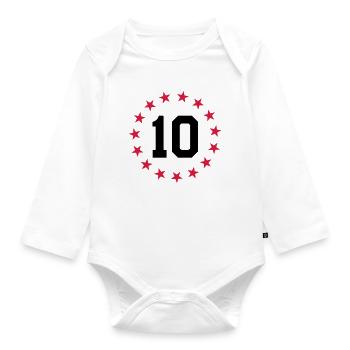Number 10 - Organic Longsleeve Baby Bodysuit - white - Front