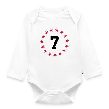 Number 7 - Organic Longsleeve Baby Bodysuit - white - Front