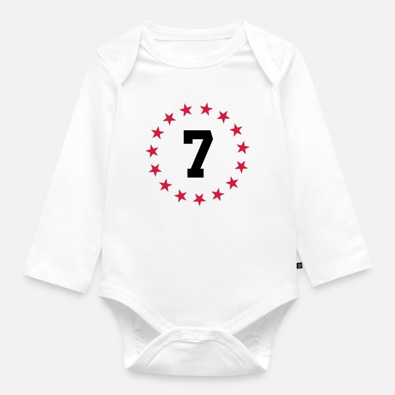 Nummer 7 - Baby Bio-Langarm-Body - Weiß