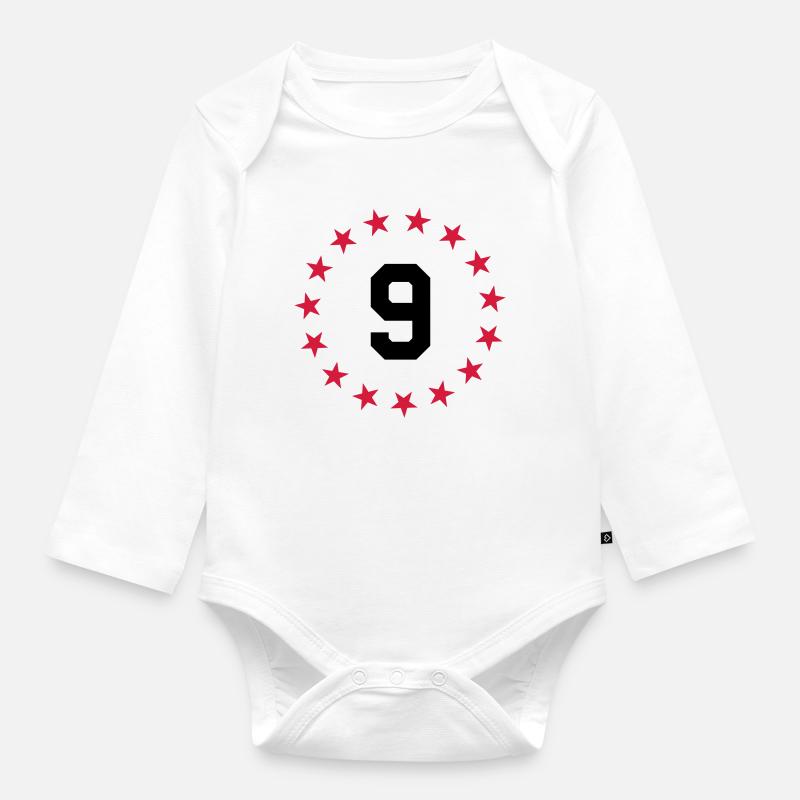 Nummer 9 - Baby Bio-Langarm-Body - Weiß