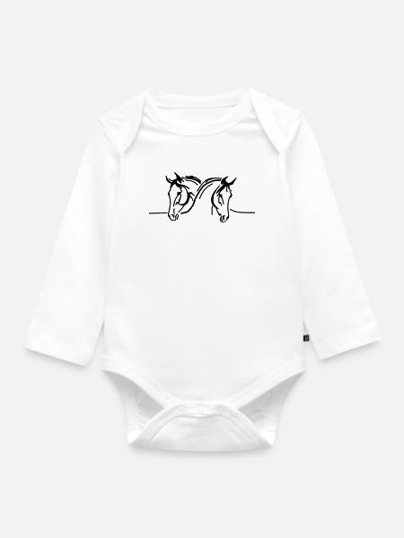 pferde - hengst - stute - fohlen - Baby Bio-Langarm-Body - Weiß