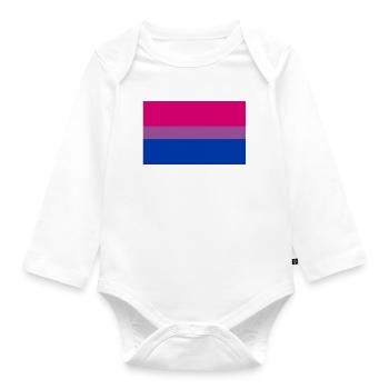 Aufkleber bisexuelle Stolz Flagge Aufkleber Geschenkidee - Baby Bio-Langarm-Body - Weiß - Vorne