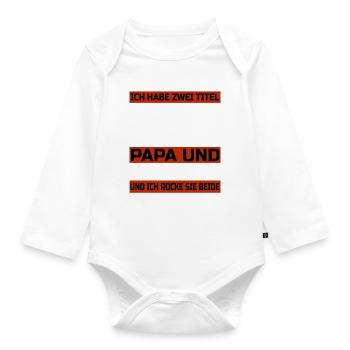 Bauherr und Papa - Hausbau Geschenk - Baby Bio-Langarm-Body - Weiß - Vorne