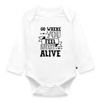 Travel travel saying - Organic Longsleeve Baby Bodysuit - white - Front