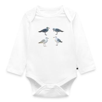 Seagulls - Organic Longsleeve Baby Bodysuit - white - Front