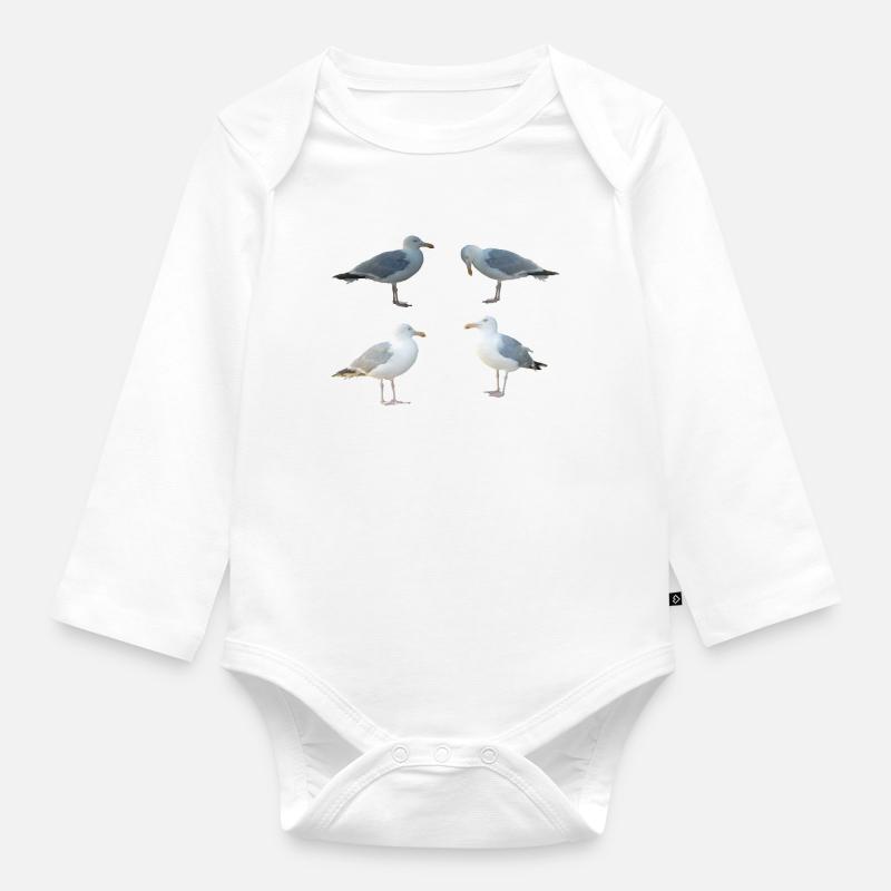 Möwen - Baby Bio-Langarm-Body - Weiß