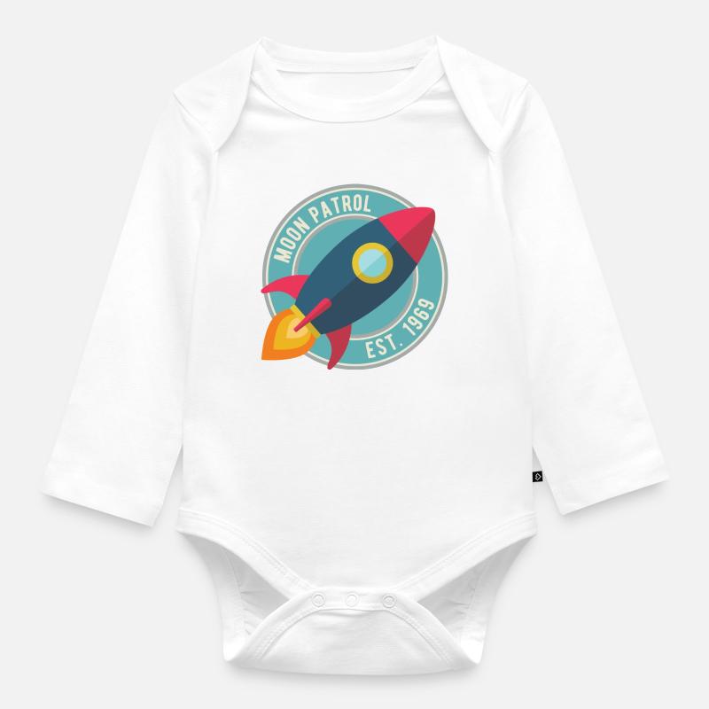 Fusée Moon Patrol Rocket - Body Bébé bio manches longues - blanc