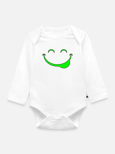 Lustiges Gesicht - Baby Bio-Langarm-Body - Weiß