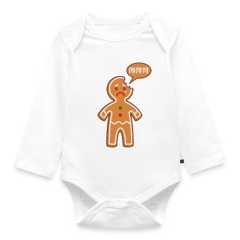 Gingerbread man Mimimi Mi Mi Mi baker baking pastries - Organic Longsleeve Baby Bodysuit - white - Front