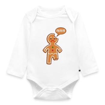 Gingerbread man Mi Mi Mi Mimimi Funny sayings - Organic Longsleeve Baby Bodysuit - white - Front