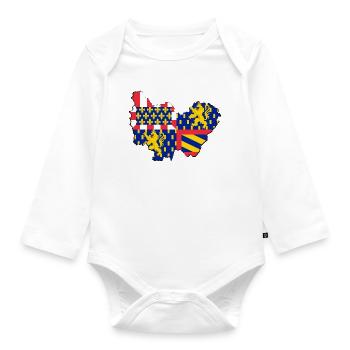 bourgogne franche comté - Body Bébé bio manches longues - blanc - Devant