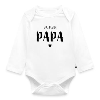 Super Papa mit Herz - Baby Bio-Langarm-Body - Weiß - Vorne