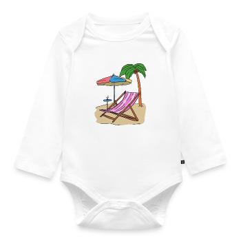Holiday Holidays Palm Trees Beach Island Recreation Sea - Organic Longsleeve Baby Bodysuit - white - Front