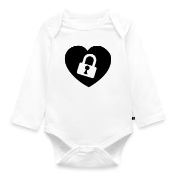 Herz oder Herz mit Schloss aufgeschnitten mein Herz - Baby Bio-Langarm-Body - Weiß - Vorne