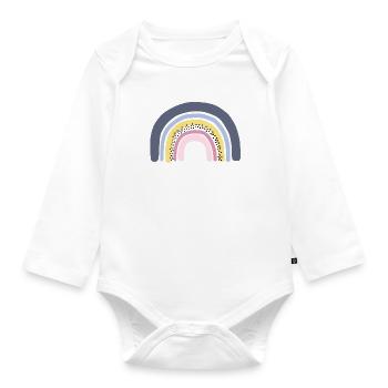 Regenbogen pastell - Baby Bio-Langarm-Body - Weiß - Vorne