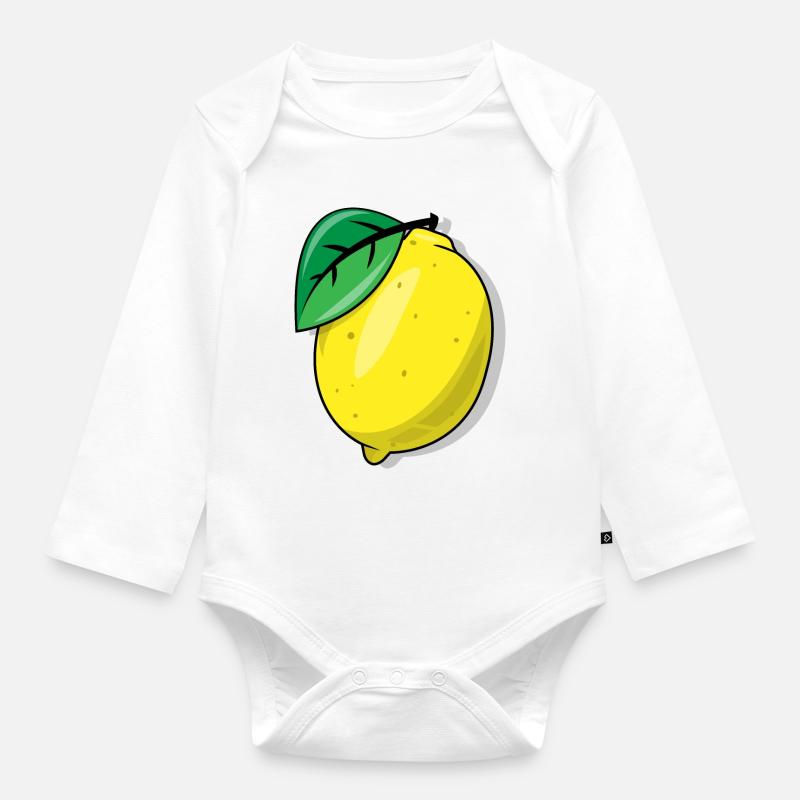 Zitrone - Baby Bio-Langarm-Body - Weiß