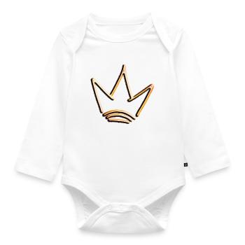 Couronne or rouge avec ombre, simple, isolé - Body Bébé bio manches longues - blanc - Devant