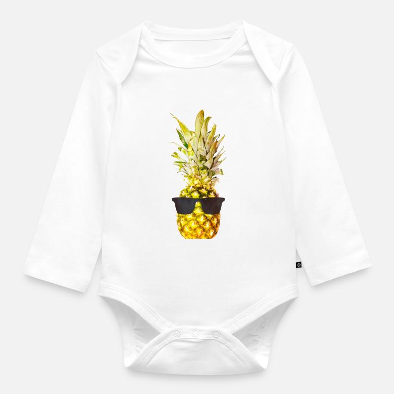 Lunettes de soleil Ananas - Body Bébé bio manches longues - blanc