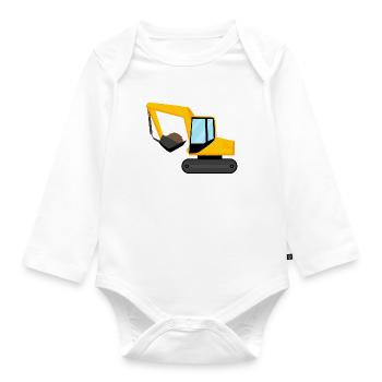 Bagger - Baby Bio-Langarm-Body - Weiß - Vorne