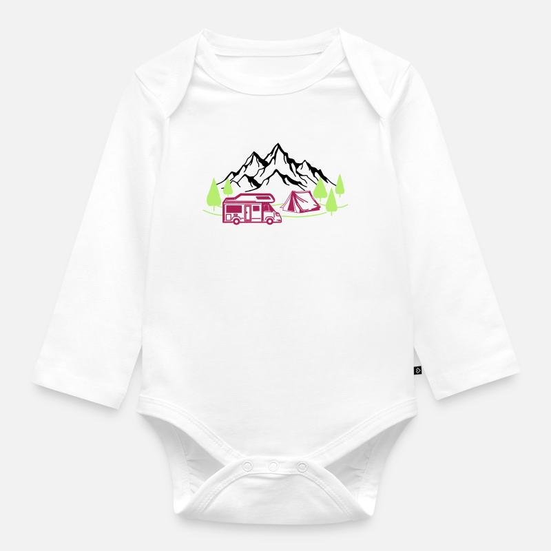 Vacances à la montagne - Body Bébé bio manches longues - blanc