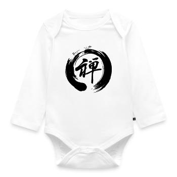 Zen written in kanji japanese script in enso zen - Organic Longsleeve Baby Bodysuit - white - Front
