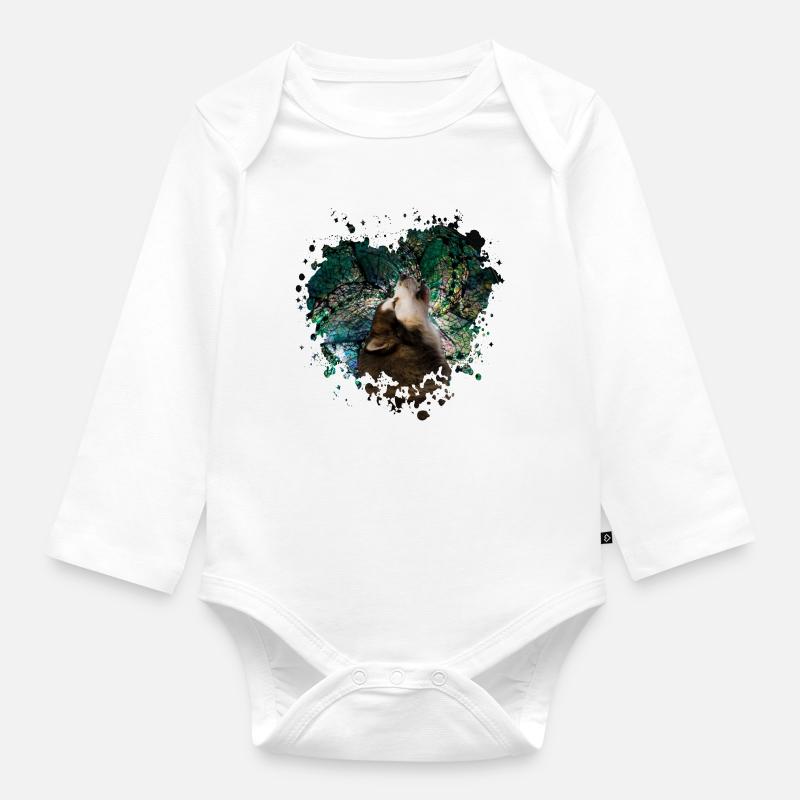 Howling malamute - Body Bébé bio manches longues - blanc